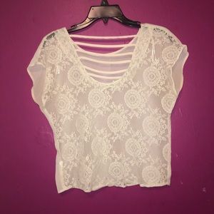 Small shear top with lace detail
